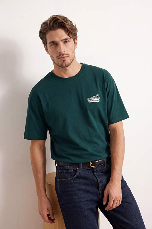 Z_mr_t Ye_ili Oversize/Geni_ Kesim Bask_l_ %100 Pamuk T-Shirt TMNSS26TS00049 - Trendyolmilla фото 2