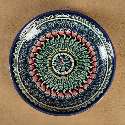 Ляган узбекский Риштанская Керамика «Узор», d=25 см, синий