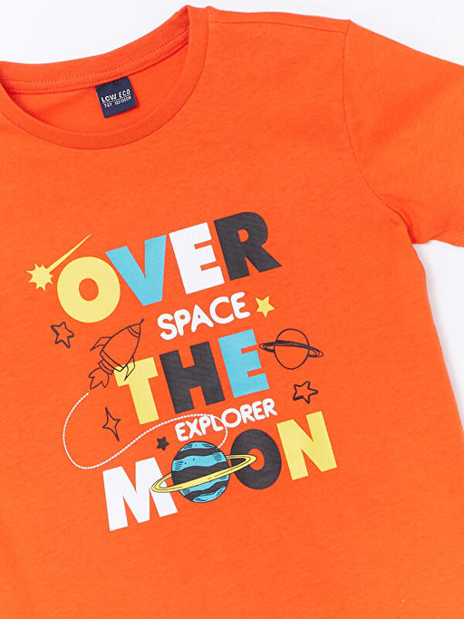 Bisiklet Yaka Bask?l? K?sa Kollu Erkek ?ocuk Ti??rt - Waikiki фото 2