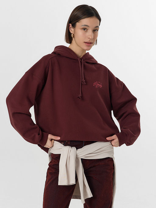 Теплое худи женское коричневое с начесом