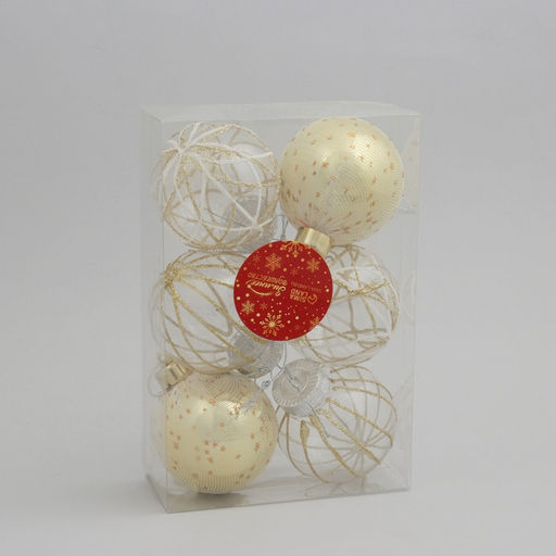 Ёлочные игрушки Зимняя долина, шары новогодние, d=8 см, набор 6 шт., золото - Зимнее волшебство фото 2