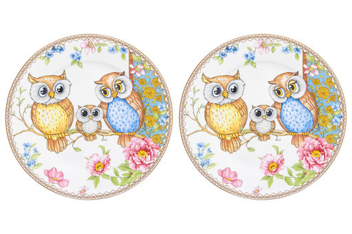 Набор тарелок для десертов 2 пр. 19*19*2 см Совушки NEW BONE CHINA - Elan gallery фото 5