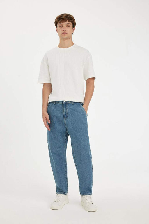 Свободный крой с напуском, морковный узор, нормальная талия, зауженные джинсовые брюки, стираные брюки - Defacto фото 2