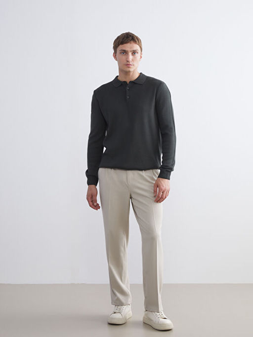 Polo Yaka Uzun Kollu Erkek Triko Kazak