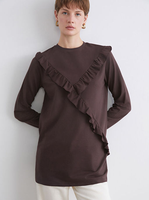 Bisiklet Yaka F?rf?rl? Kad?n Sweatshirt Tunik