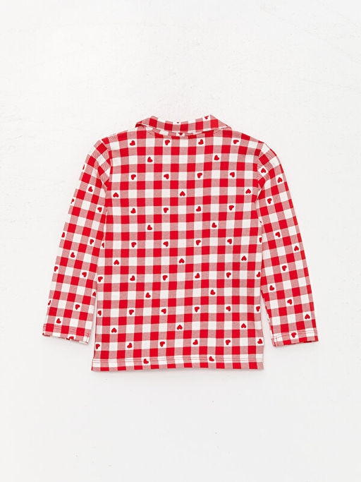 G?mlek Yaka Uzun Kollu Desenli Pamuklu K?z Bebek Pijama Tak?m? - Waikiki фото 3