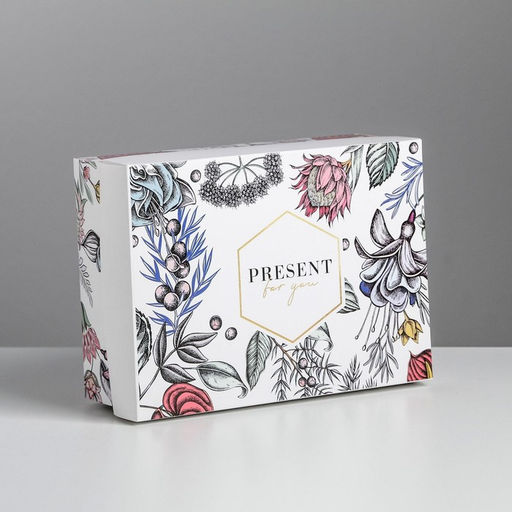 Цена за 2 шт. Коробка подарочная складная, упаковка, Цветы, 21?15?7 см