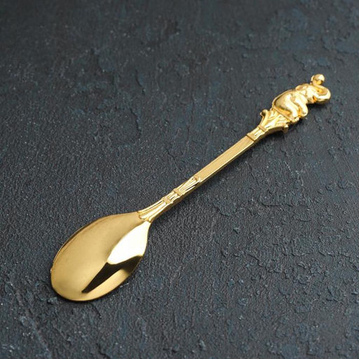 Набор ложек на подставке «Слон», 8×4×16 см, ложки h=13 см, 6 шт., цвет золотой