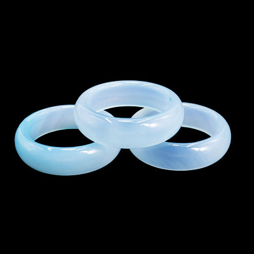 Кольцо из камня гладкое Аквамариновый агат для удачи и счастья размер размер mix