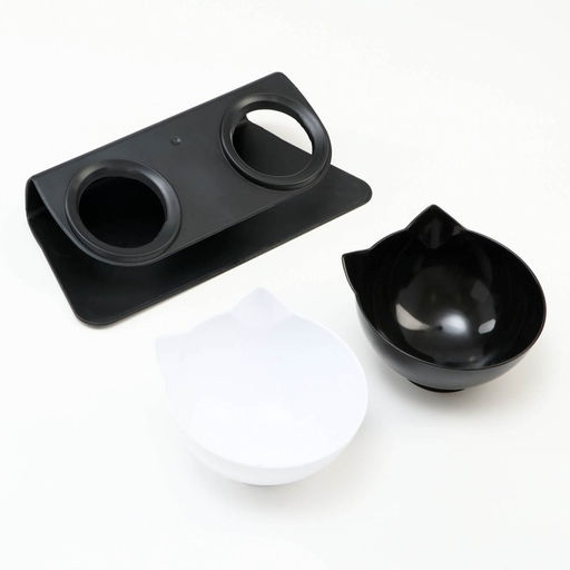 Миски пластиковые на чёрной подставке 27,5 х 14 х 15 см чёрная/белая - Пижон фото 5