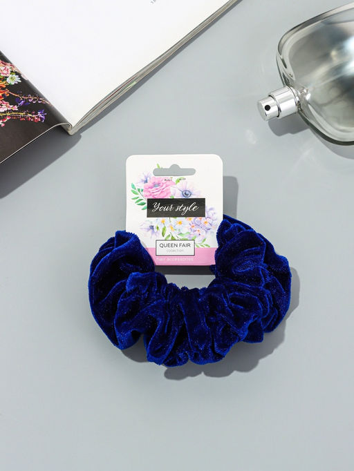 Цена за 2 шт. Резинка для волос «Орбита», джемма бархат, 10 см, синяя