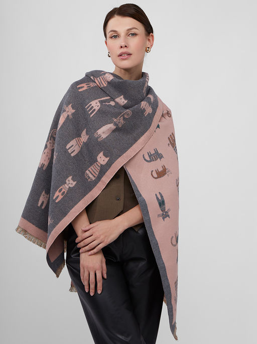 в составе ШЕРСТЬ и КАШЕМИР Большой, мягкий, теплый однотонный двусторонний палантин. - Tantino фото 5