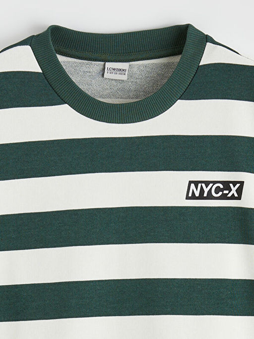 Bisiklet Yaka ?izgili Erkek ?ocuk Sweatshirt ve E?ofman Alt?