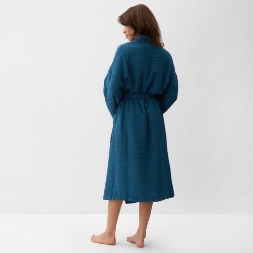 Халат жен.муслиновый LoveLife размер 46-48, цвет синий, 100% хл, 4-сл, 235 г/м²