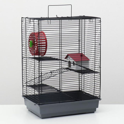 Клетка для грызунов Пижон №5, с 3 этажами, укомплектованная, 41 х 30 х 58 см, серая  фото 3