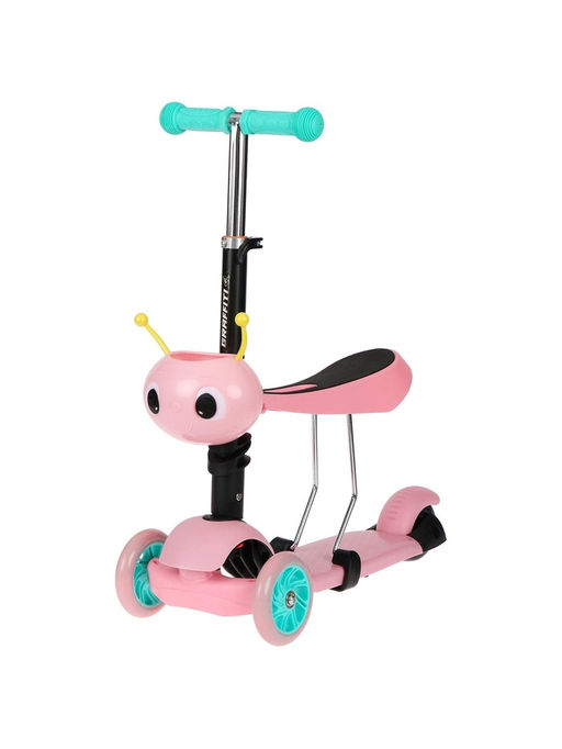 Самокат 2 в 1 с корзинкой GRAFFITI Kids, колёса PU 120/75 мм, розовый