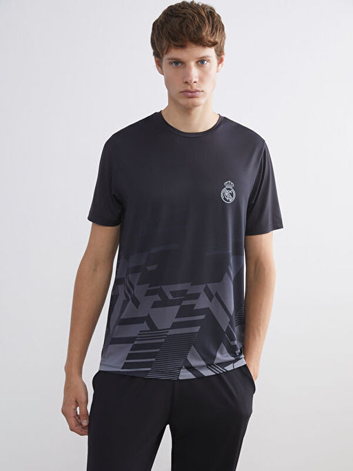 Bisiklet Yaka Real Madrid Bask?l? Erkek Taraftar Ti??rt