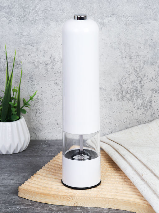 Мельница для специй и соли 22 см электрическая глянец / HF-56952 /уп 50/ белая