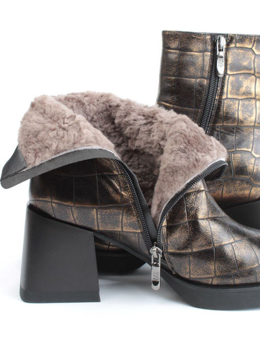 04-ZYM937 BLACK GOLD Ботильоны зимние женские (натуральная кожа, натуральный мех) - Фабричный китай фото 4