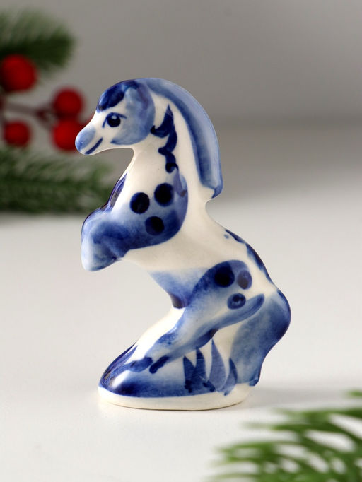 Цена за 5 шт. Фигурка фарфор гжель «Конь на дыбах», 8×5 см