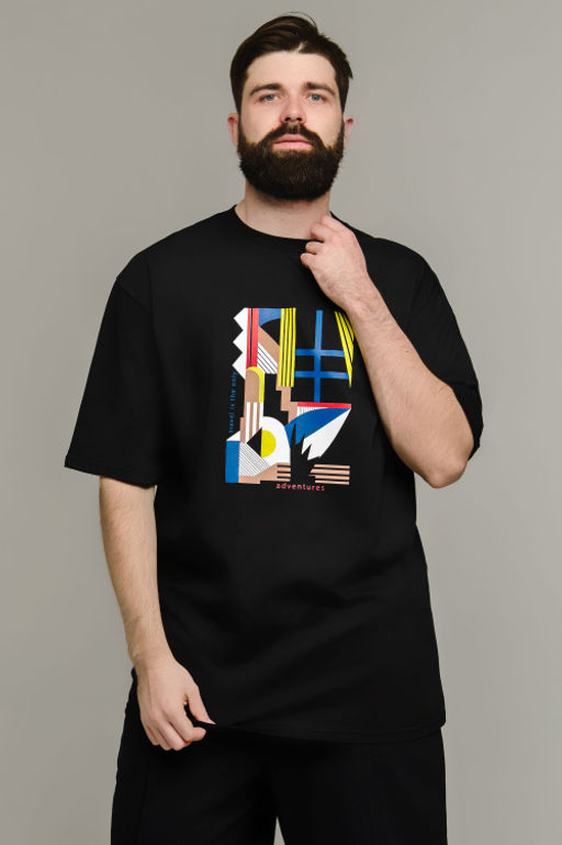 Арт. 61137 Футболка мужская оверсайз 48-56 (5 шт) Цвет:черный - Идеал фото 8