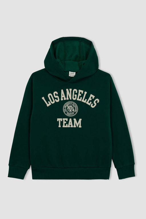 Толстая толстовка с капюшоном и принтом для мальчиков - Defacto фото 7