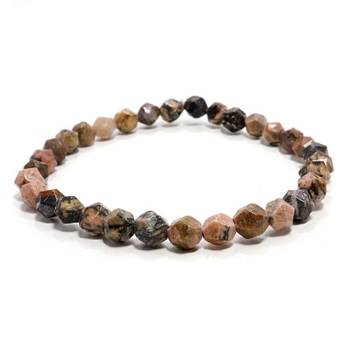 Браслет из камня 6мм с огранкой Родонит помощь Рода дарует процветание и счастье