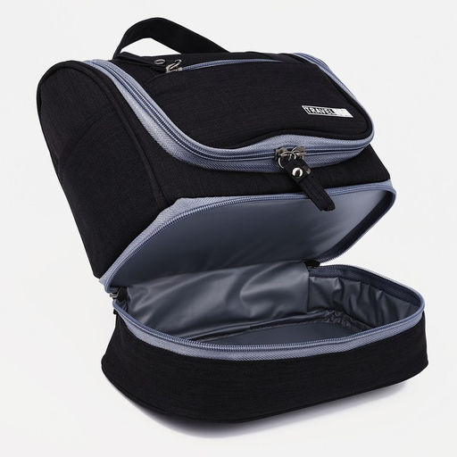 Косметичка - несессер дорожная на молнии, с крючком, с ручкой, с отделами, чёрная - Simaland фото 4