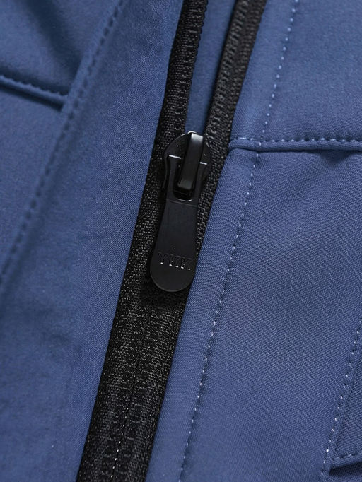 Ветровка женская софтшелл виндстоппер с капюшоном спортивная синего цвета 9616_1S