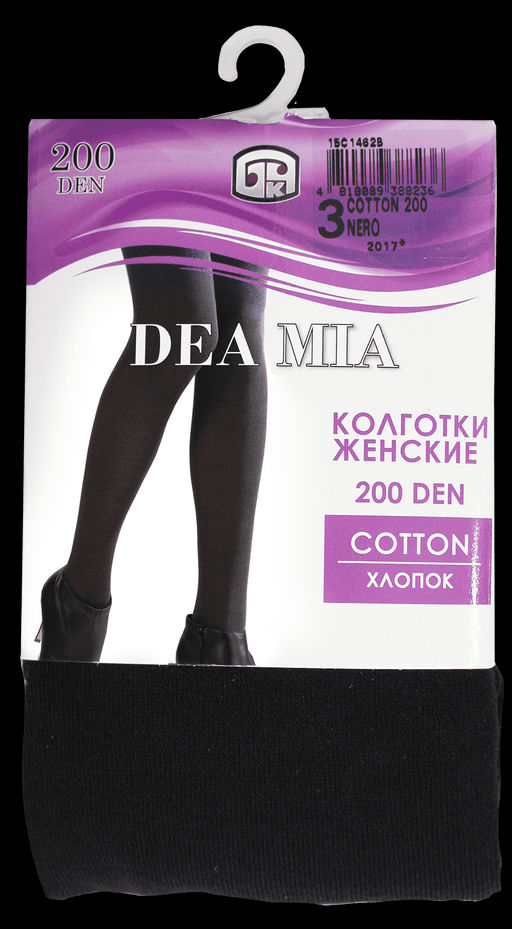 Колготки теплые DEA MIA COTTON 200 (бандероль) nero