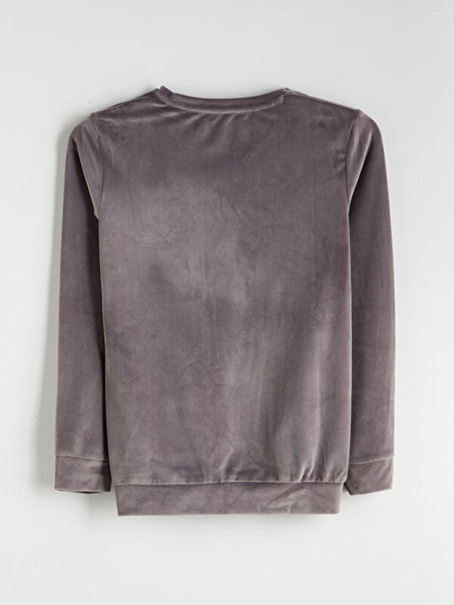 Bisiklet Yaka Nak??l? Kad?n Kadife Pijama ?st?