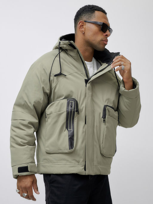 Куртка молодежная мужская зимняя с капюшоном серого цвета 25313_1Sr