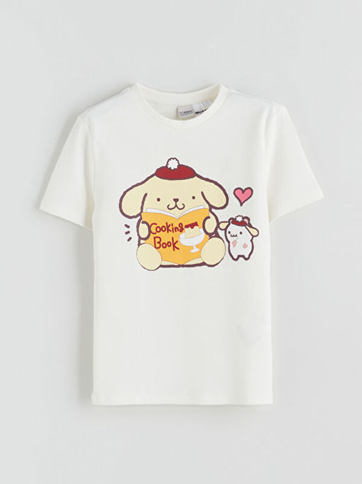 Bisiklet Yaka Pompompurin Bask?l? K?z ?ocuk Ti??rt ve Etek