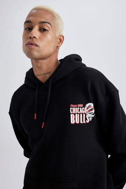 DeFactoFit Толстовка свободного покроя с капюшоном NBA Chicago Bulls  фото 5