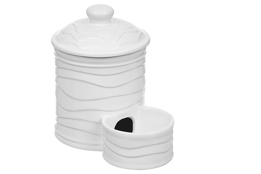 Банка д/соли 500 мл 15,5*10*14,5 см "Айсберг волны" с деревянной ложкой и крышкой