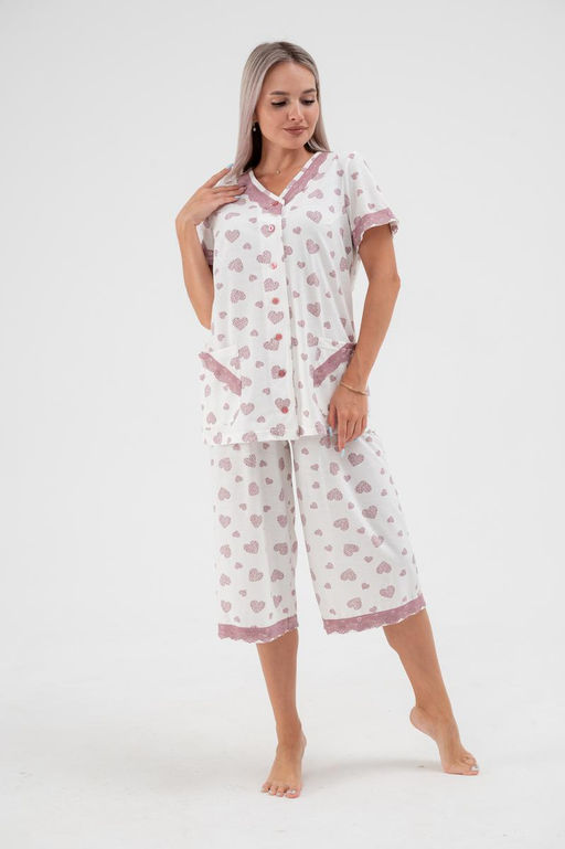 Пижама женская из кулирки Ворожея сердечко кофейное - Амадэль фото 6
