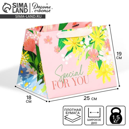 Пакет подарочный с широким дном, упаковка, «Special for you», 25×19×18 см