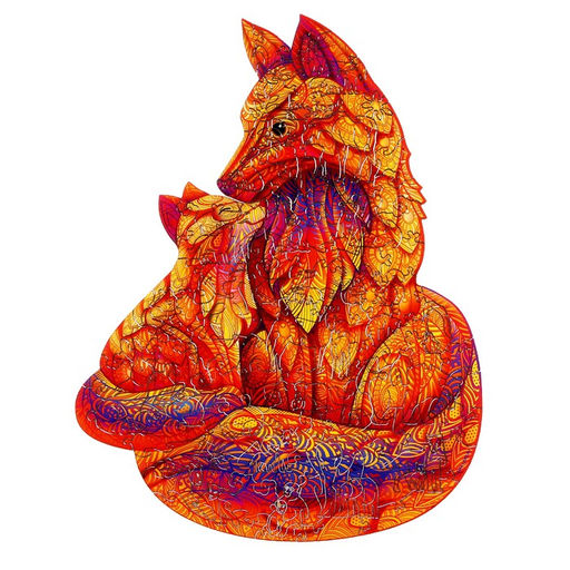 Пазл деревянный фигурный Огненные лисы, парный - Puzzle фото 2