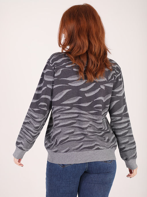 Джемпер серый с узором и стразами - Almond фото 3