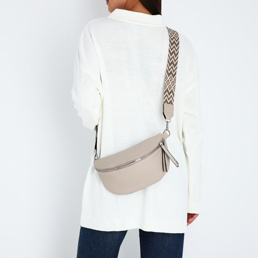 Сумка женская кросс-боди на молнии, 26×10×16 см, бежевая