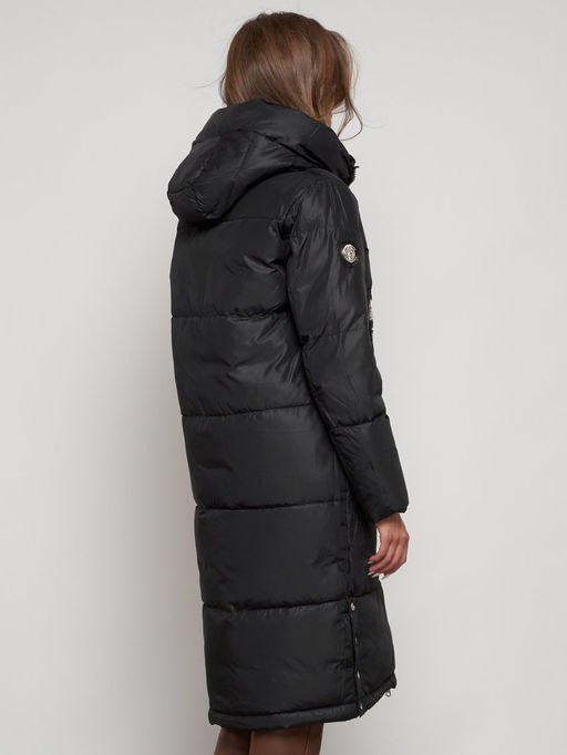 Пальто утепленное с капюшоном зимнее женское черного цвета 13816Ch - Visdeer фото 10