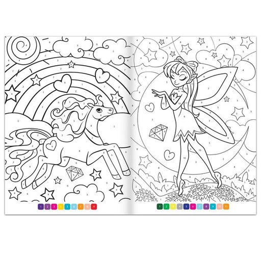 Цена за 2 шт. Раскраска по номерам Страна волшебства, 16 стр., формат А4