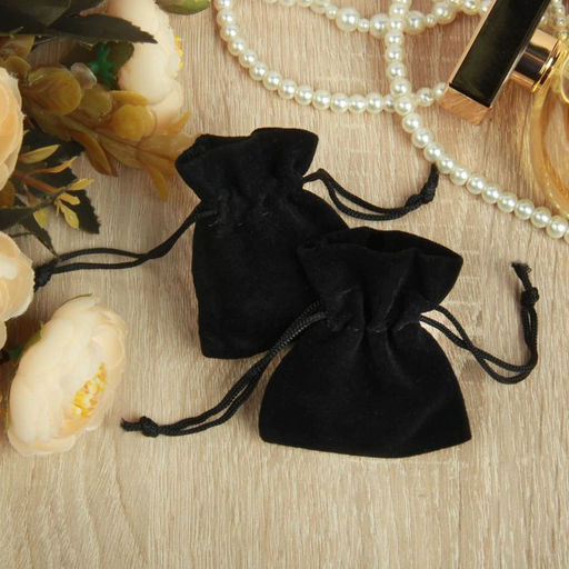 Цена за 50 шт. Мешочек бархатный Классика 7x5, цвет чёрный - Simaland фото 2