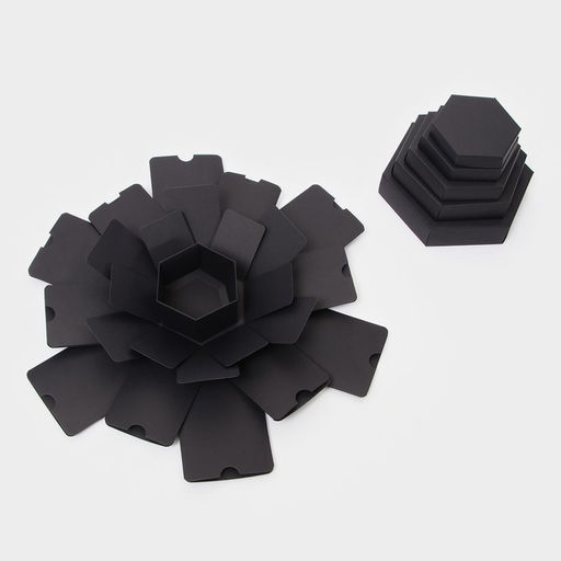 Коробка - сюрприз раскладушка, чёрная, с лентой и двойным скотчем для сборки, 19×13 см