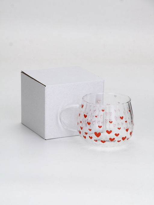 Кружка стеклянная Сердечки, 350 мл