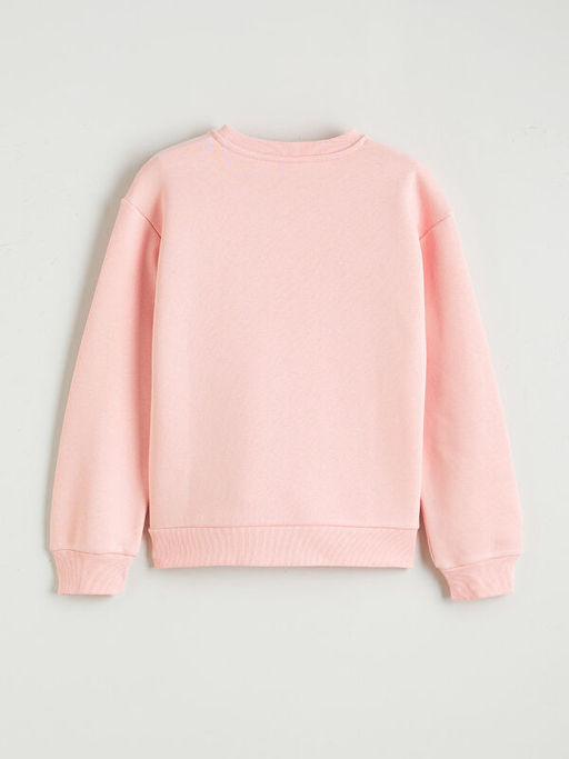 Bask?l? K?z ?ocuk Kal?n Sweatshirt
