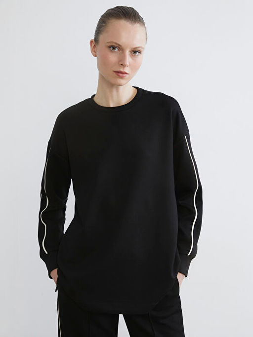 Bisiklet Yaka Oversize Kad?n Sweatshirt Tunik