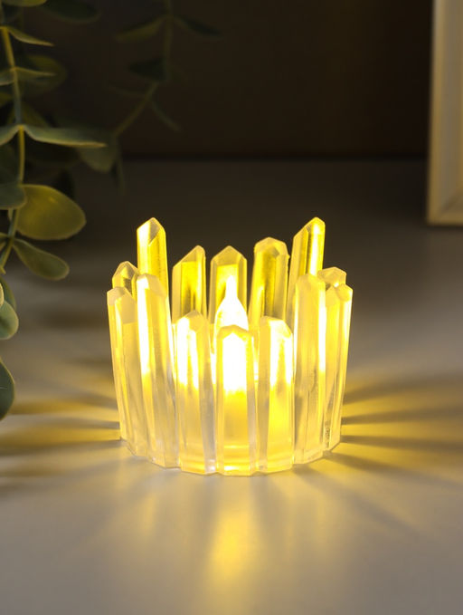 Цена за 2 шт. Светодиодная свеча LED - ночник RISALUX «Снежная королева», от батареек 3×LR1130, прозрачный, 5.5×5.5×5 см