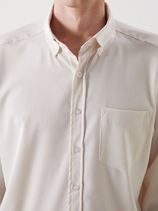 Regular Fit Uzun Kollu ?izgili Erkek G?mlek