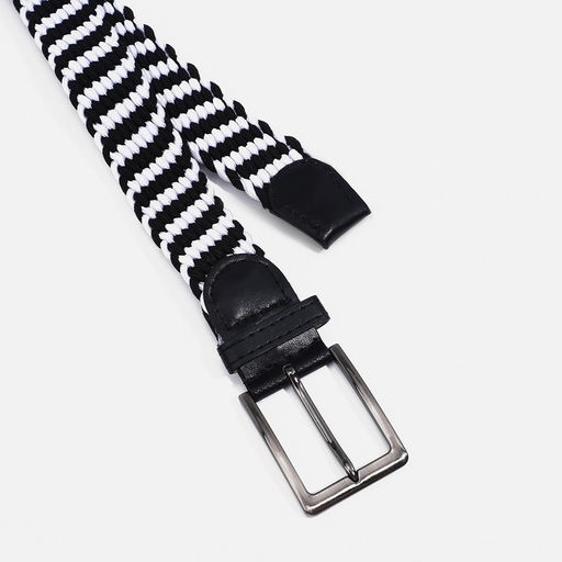 Ремень, ширина 3.5 см, резинка, пряжка металл, цвет чёрный/белый - Simaland фото 2